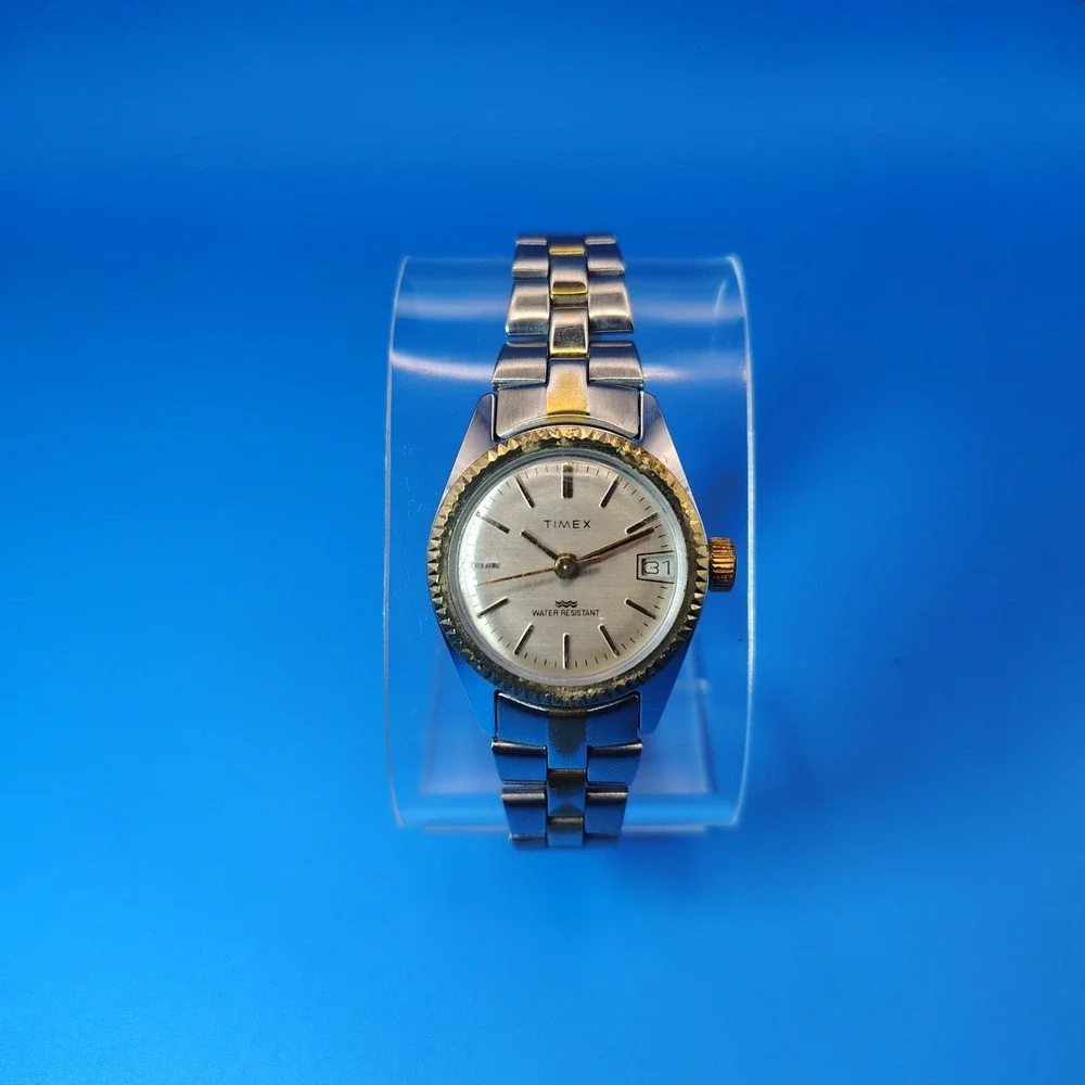 Vintage 1973 Timex Presidential Date 24mm Women's Mechanical‎ Wind Watch S. 5.75